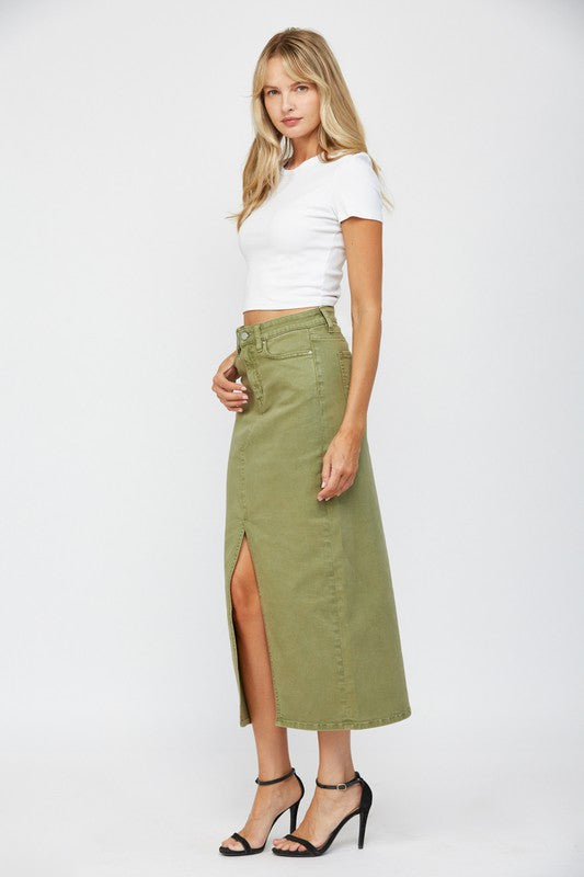 MICA DENIM | MIDI WITH FRONT SLIT SKIRT