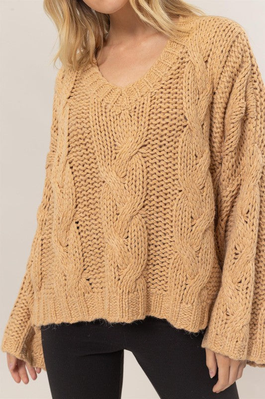 CABLE KNIT OVERSIZED SWEATER