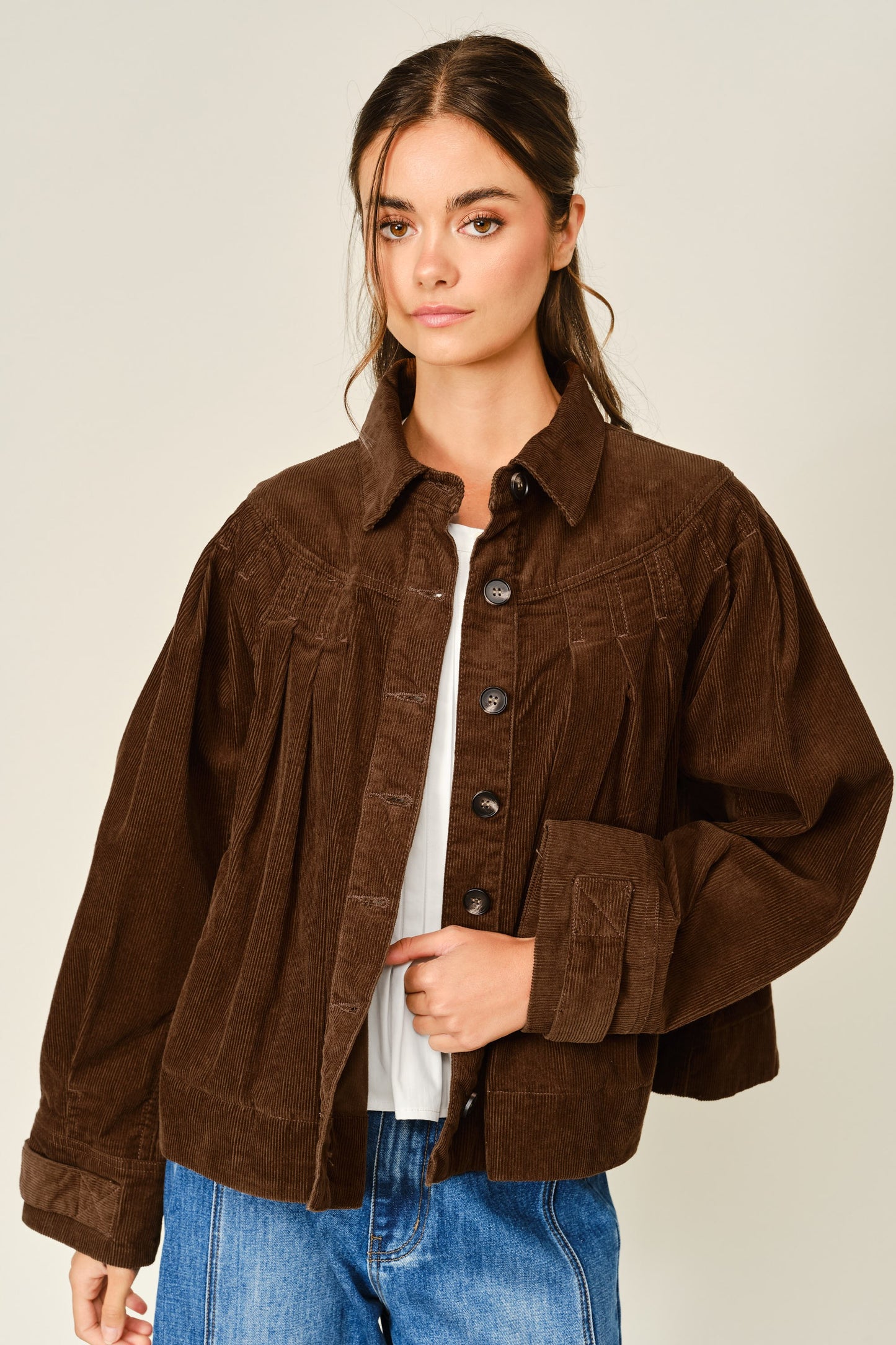 CORDUROY COTTON PLEATED JACKET