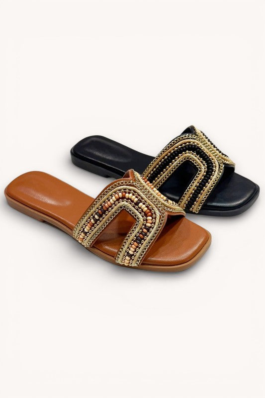THE MARIKA BEADED SLIDES