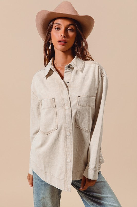 VINTAGE WASHED BUTTON DOWN SHIRT JACKET