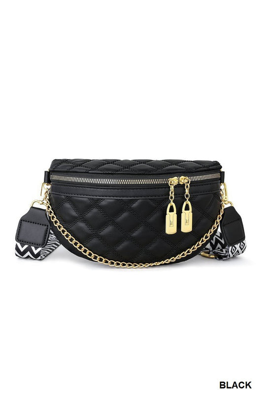 Load image into Gallery viewer, QUILTED VEGAN LEATHER CROSSBODY BUM BAG
