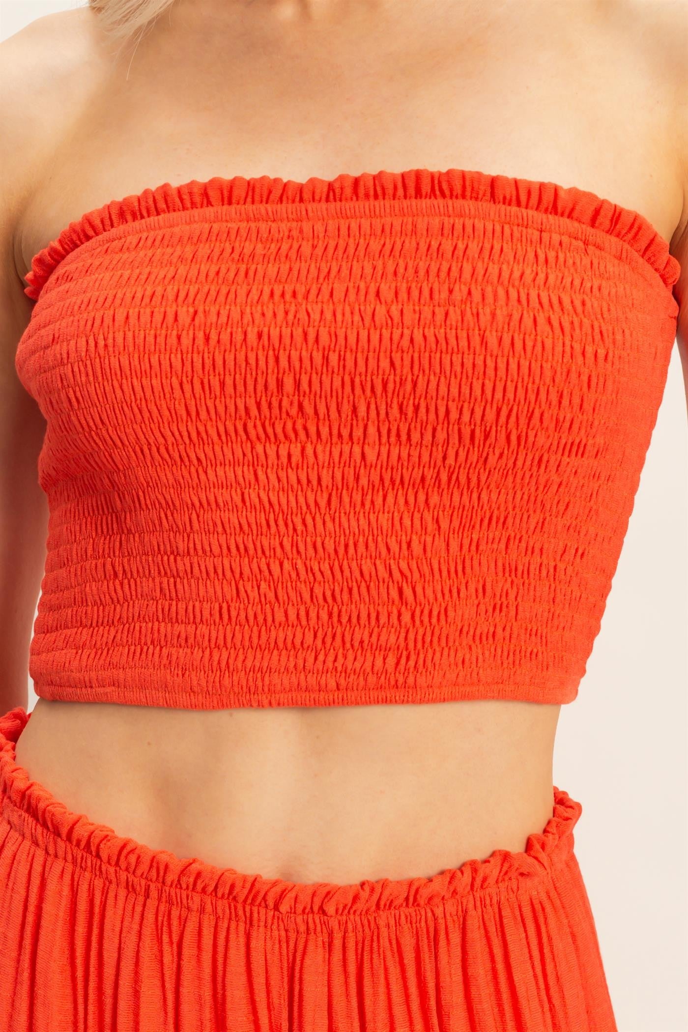 SMOCKED STRAPLESS TOP AND SKIRT SET | NEW COLOR