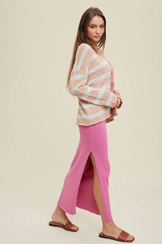 MULTI-STRIPED COLORBLOCK SWEATER