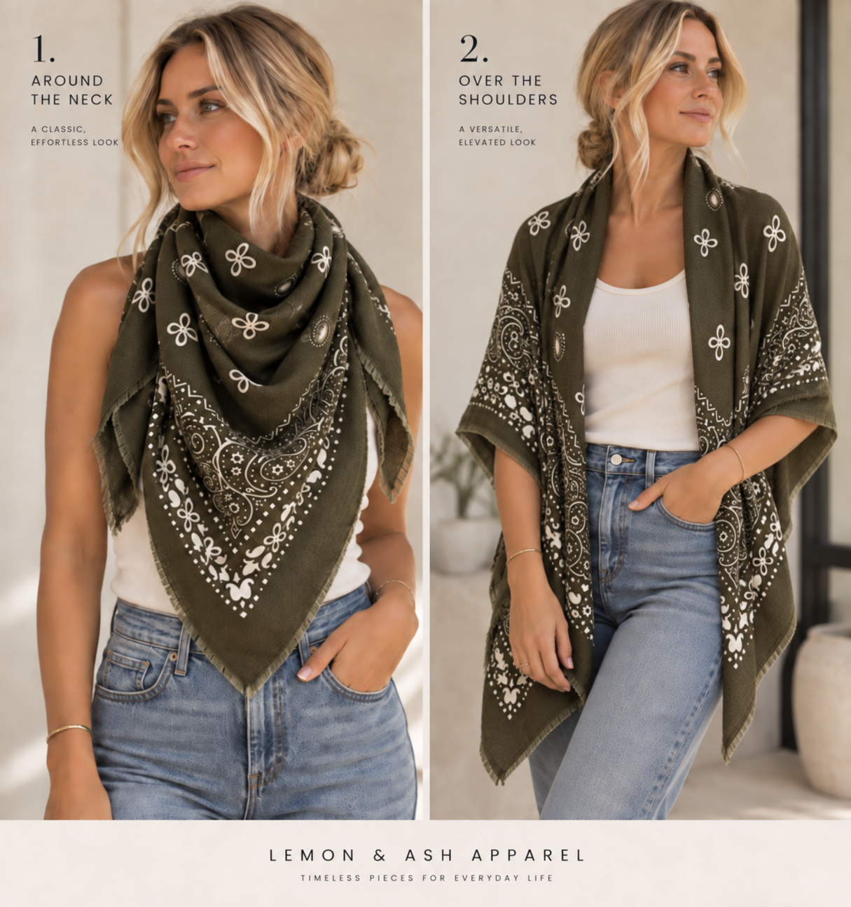 THE SARAH BANDANA SCARF | OLIVE