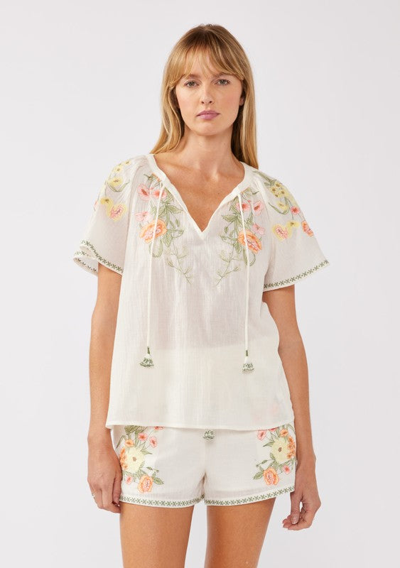 PREMIUM LINE | FLORAL EMBROIDERY TOP AND BOTTOM SET