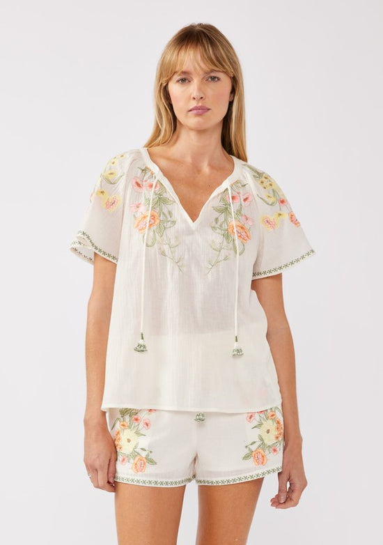 PREMIUM LINE | FLORAL EMBROIDERY TOP AND BOTTOM SET