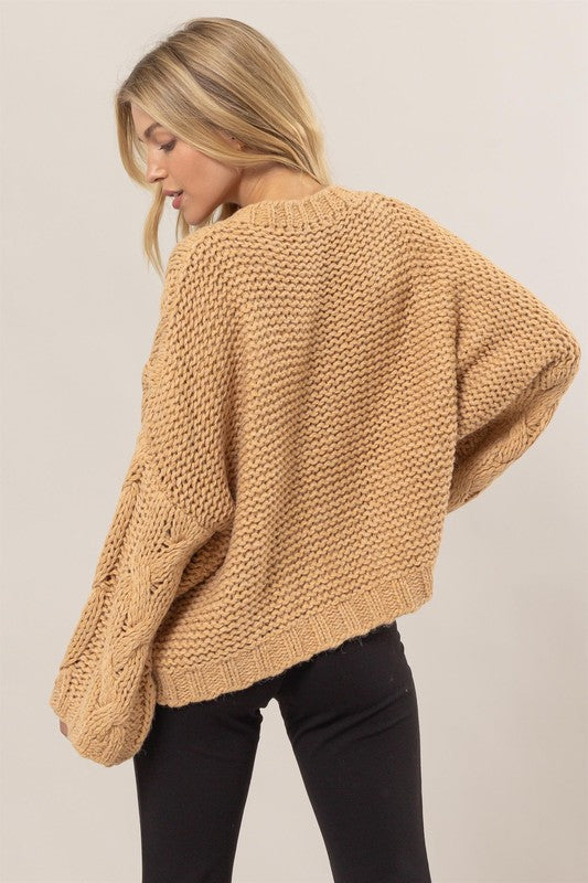 CABLE KNIT OVERSIZED SWEATER