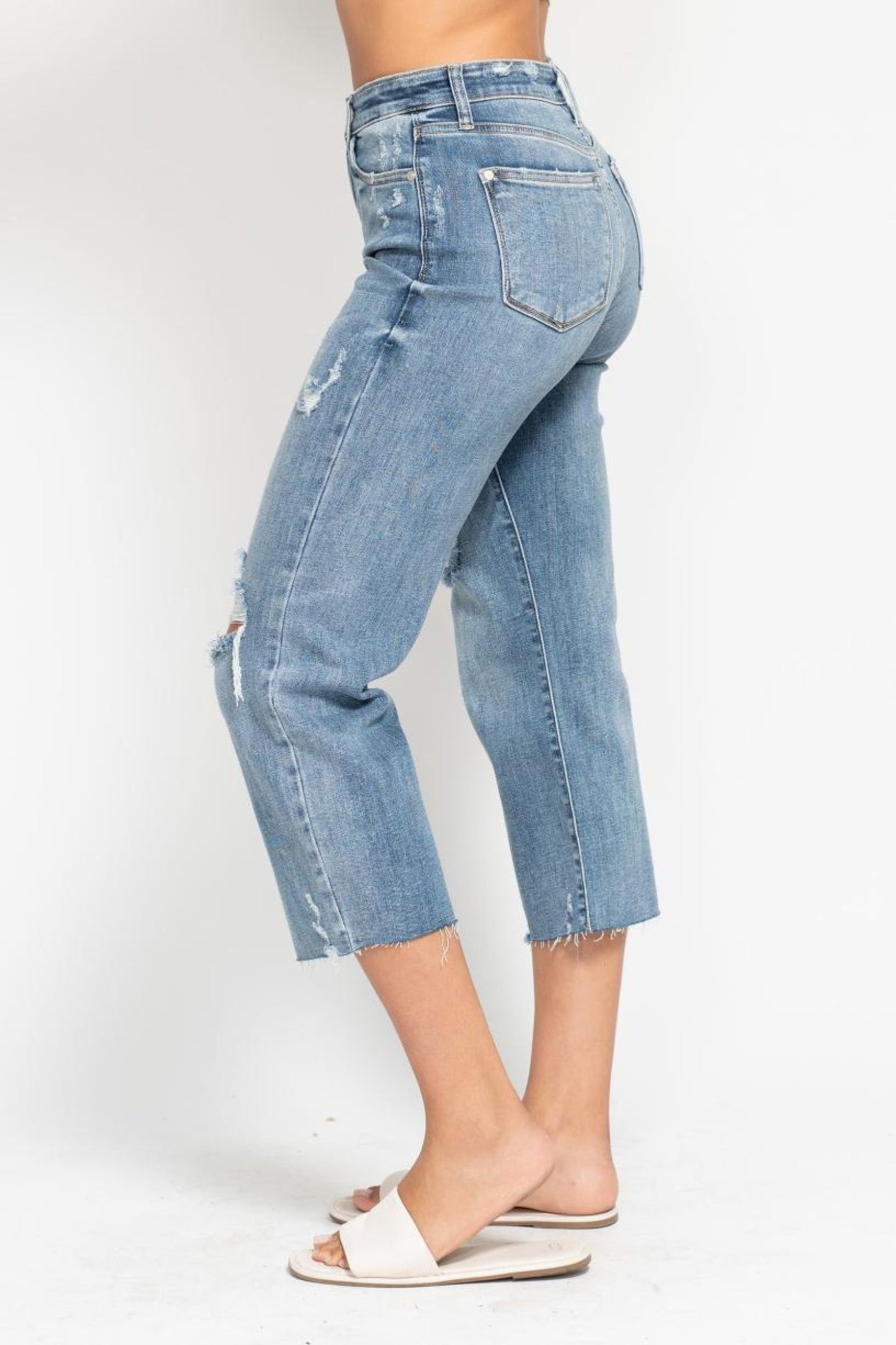 JUDY BLUE | CROPPED WIDE LEG JEANS