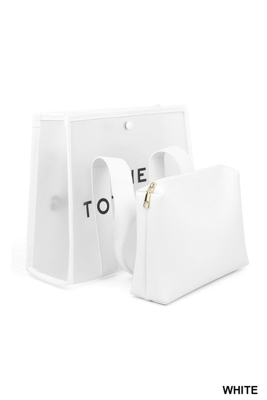 2 COLORS | CLEAR LARGE THE TOTE BAG & POUCH 2PC SET