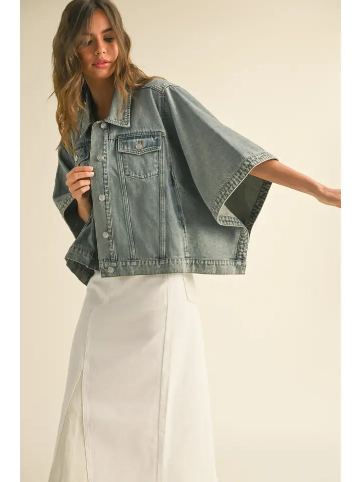 MIOU MUSE | THE CAPE STYLE DENIM JACKET
