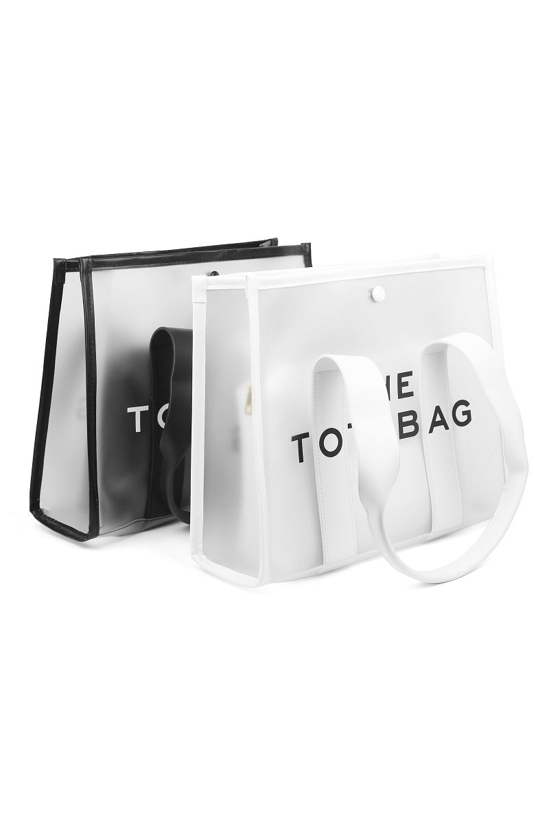 2 COLORS | CLEAR LARGE THE TOTE BAG & POUCH 2PC SET