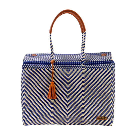 LUZIA COLLECTION | CLOSED BASKET JUMBO ARROW NAVY BLUE BEIGE