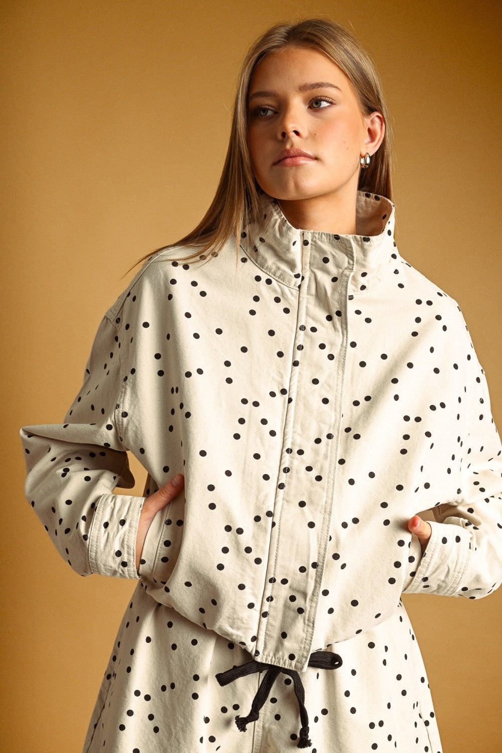 THE POLKA DOT HIGH NECK JACKET | ECRU