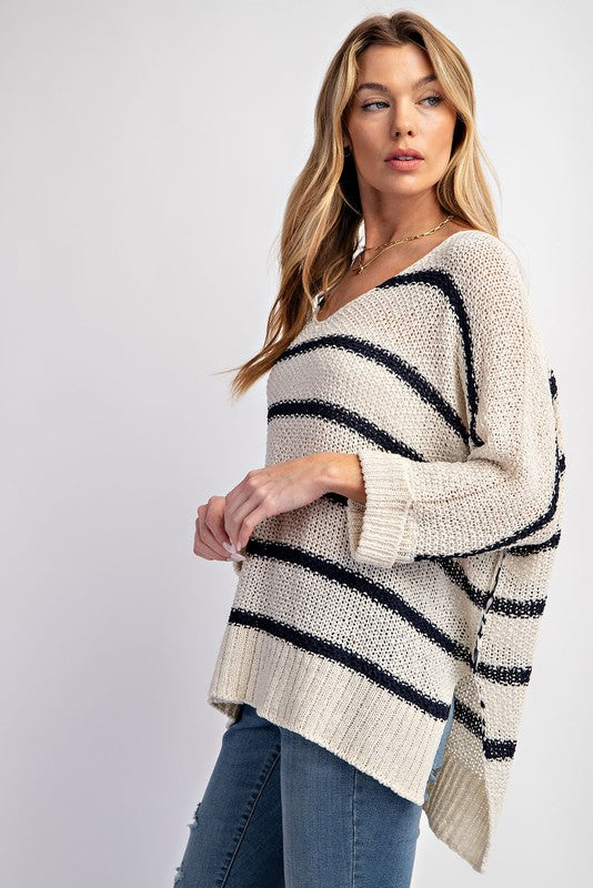 STRIPE PULLOVER SWEATER TOP