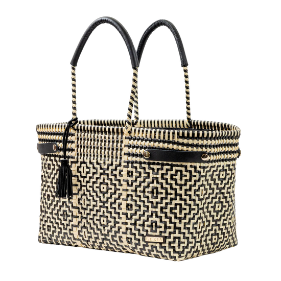 LUZIA COLLECTION 
| OPEN BASKET JUMBO CROSS DIAMOND BLACK BEIGE