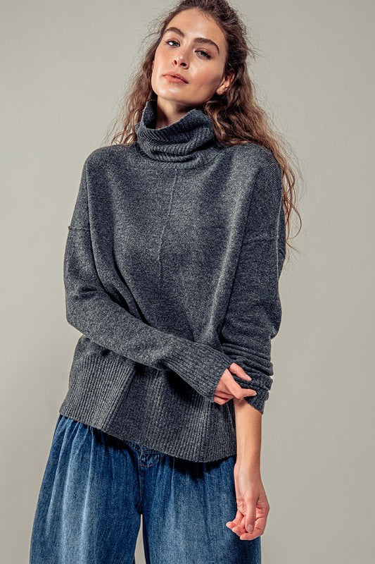 NEW COLOR | TURTLENECK FRONT SEAM KNIT PULLOVER SWEATER