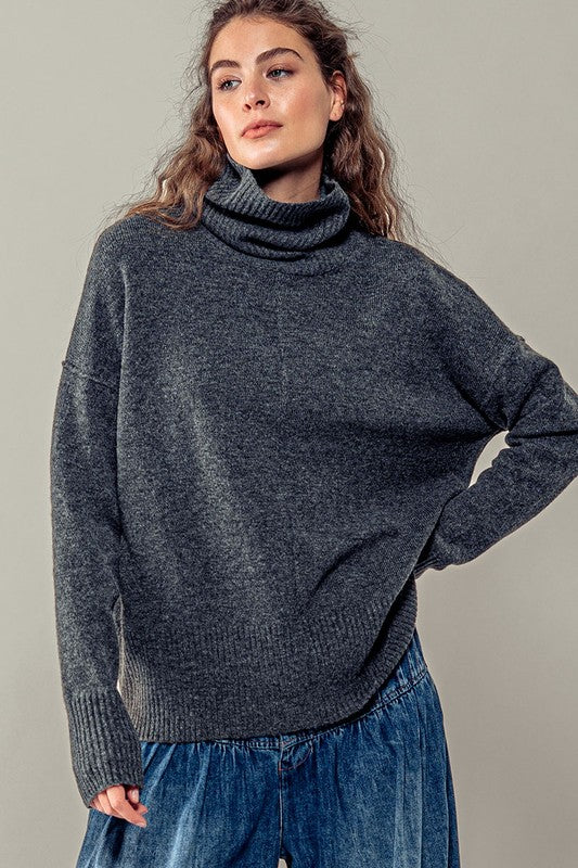 NEW COLOR | TURTLENECK FRONT SEAM KNIT PULLOVER SWEATER