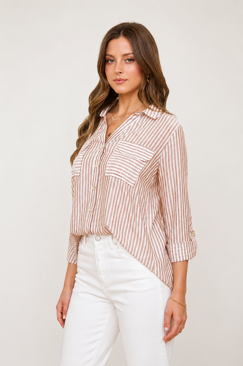 THE STRIPE COLLARED BUTTON DOWN | SUNSET