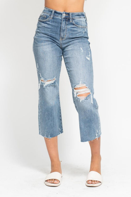 JUDY BLUE | CROPPED WIDE LEG JEANS