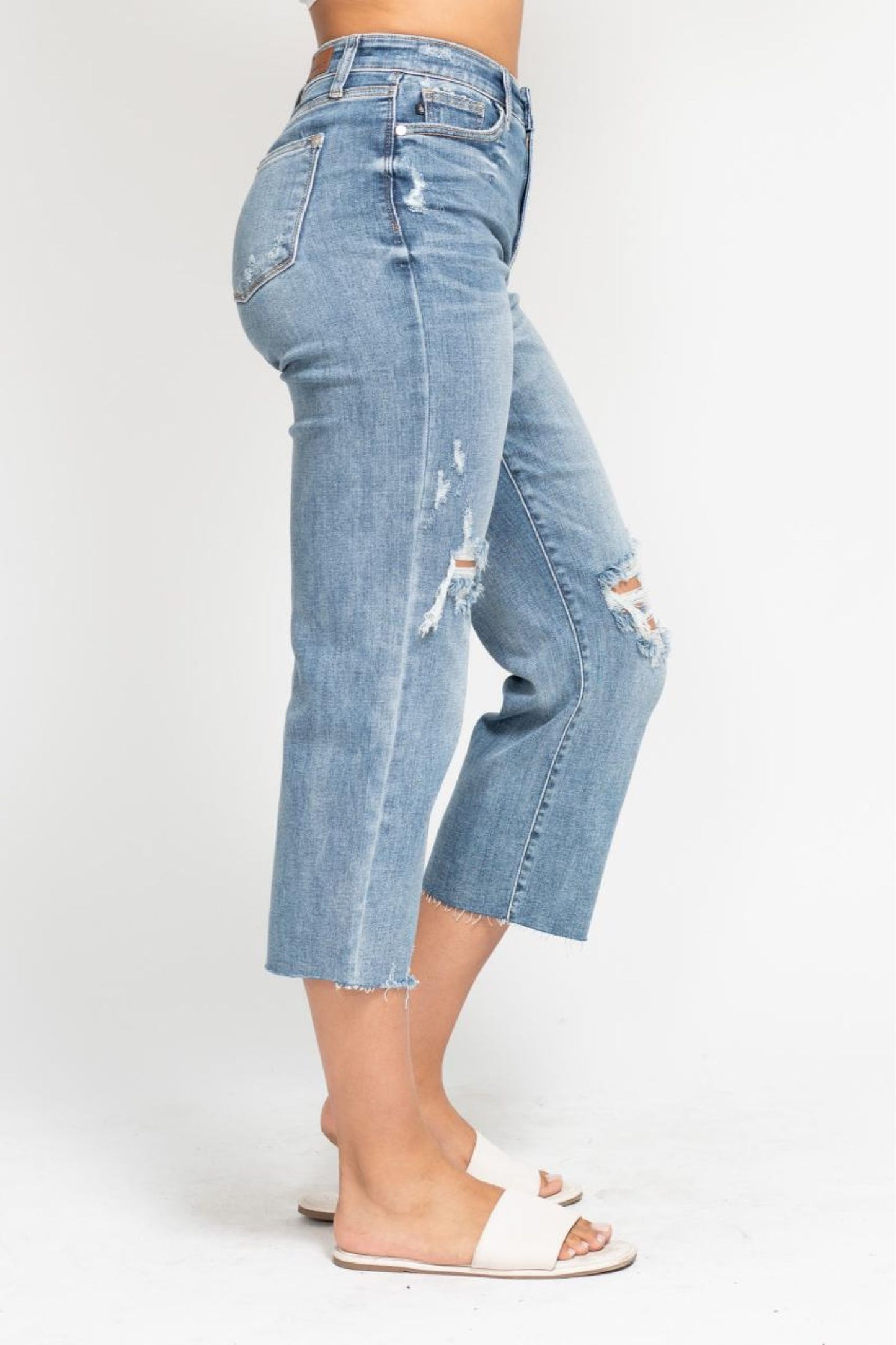 JUDY BLUE | CROPPED WIDE LEG JEANS