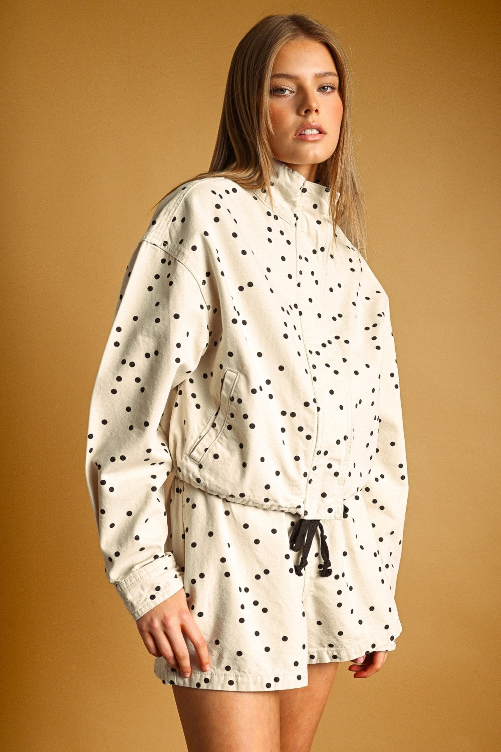 THE POLKA DOT HIGH NECK JACKET | ECRU