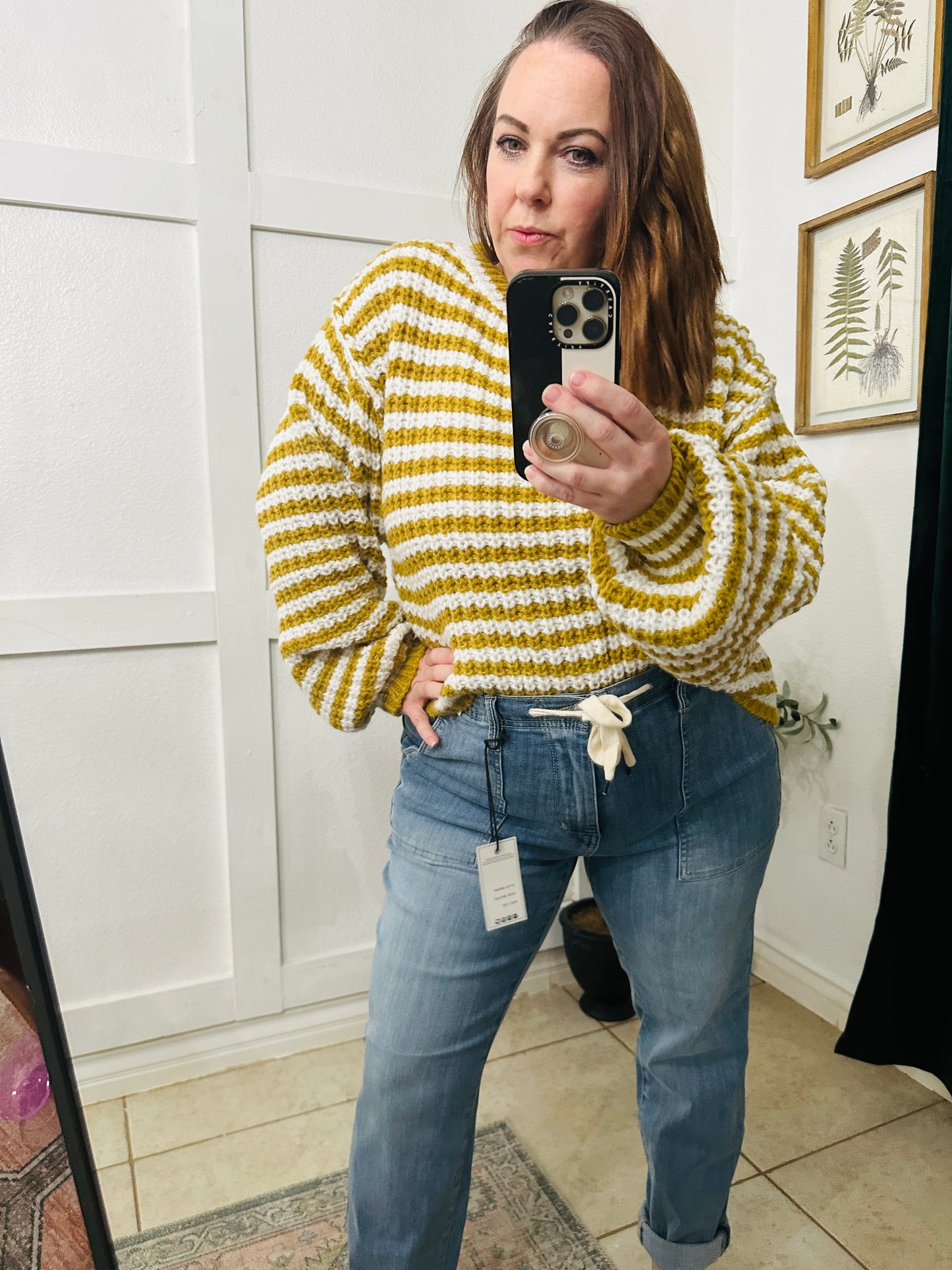 STRIPED CROPPED KNIT SWEATER TOP