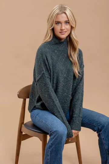 WOOL BLEND TURTLENECK LONG SLEEVE SWEATER