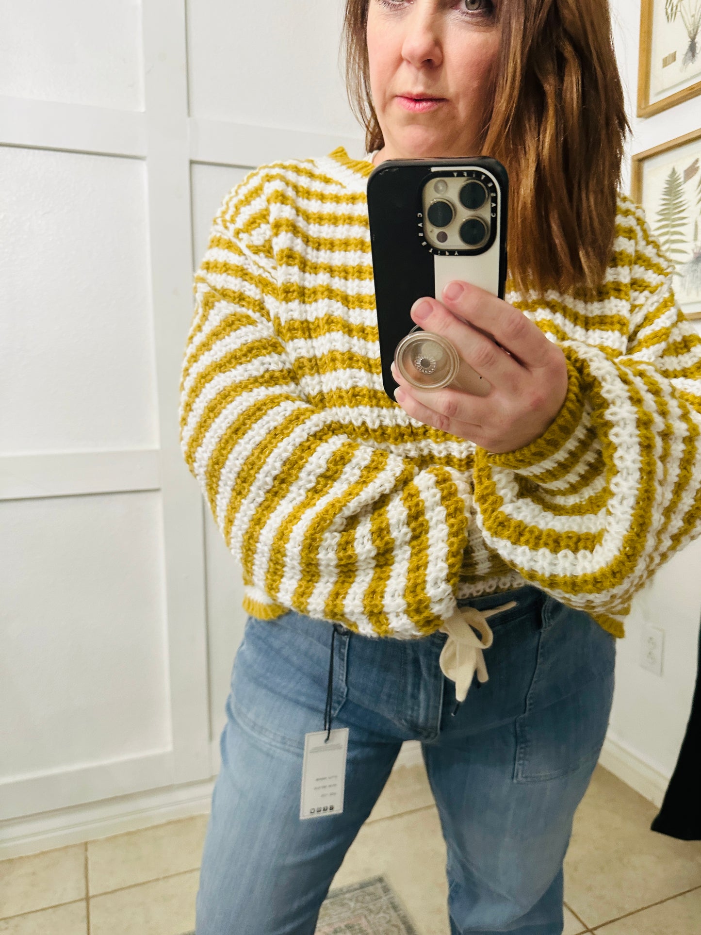 STRIPED CROPPED KNIT SWEATER TOP