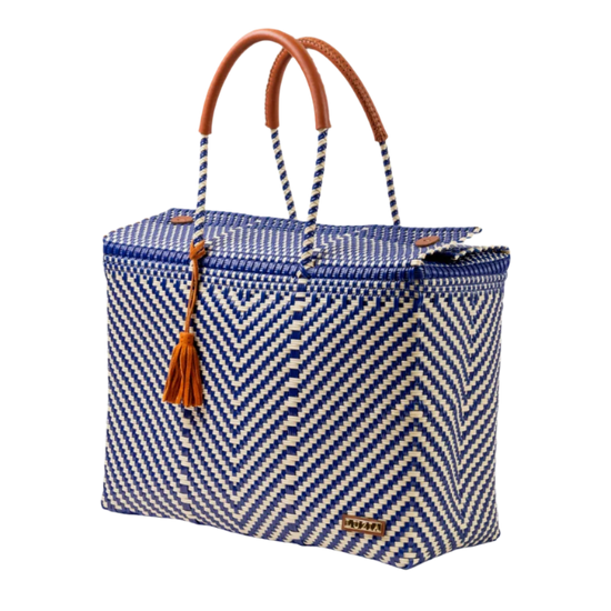 LUZIA COLLECTION | CLOSED BASKET JUMBO ARROW NAVY BLUE BEIGE