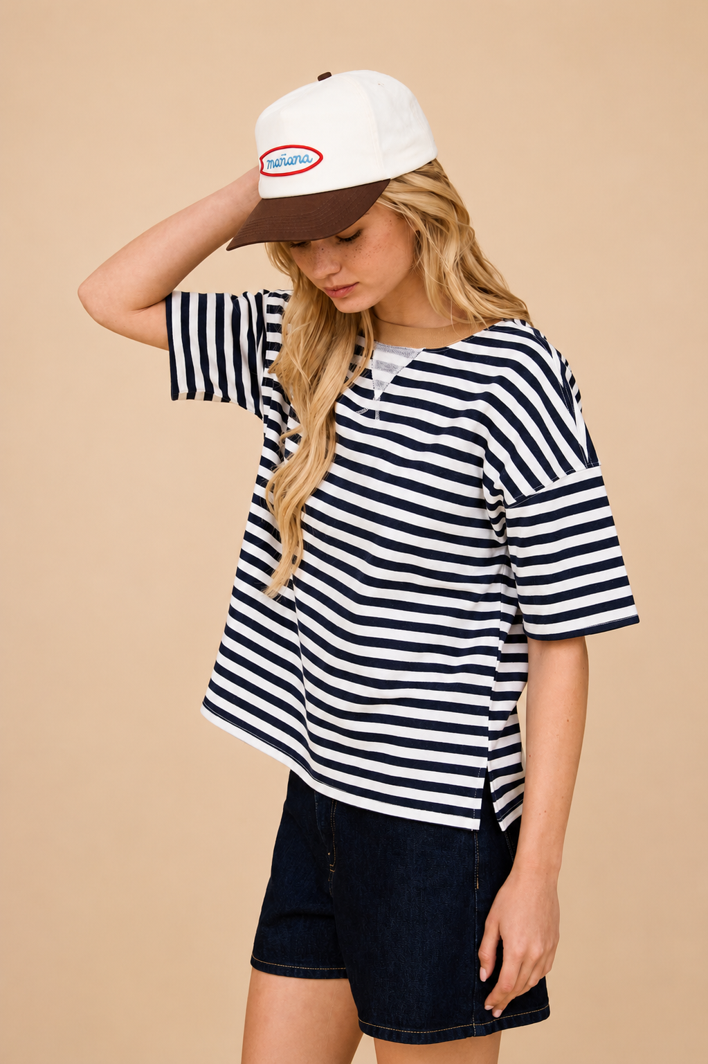 STRIPE COLORBLOCK KNIT TOP