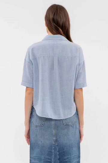 GAUZE SHORT SLEEVE BUTTON DOWN SHIRT