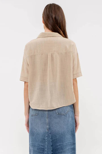 GAUZE SHORT SLEEVE BUTTON DOWN SHIRT