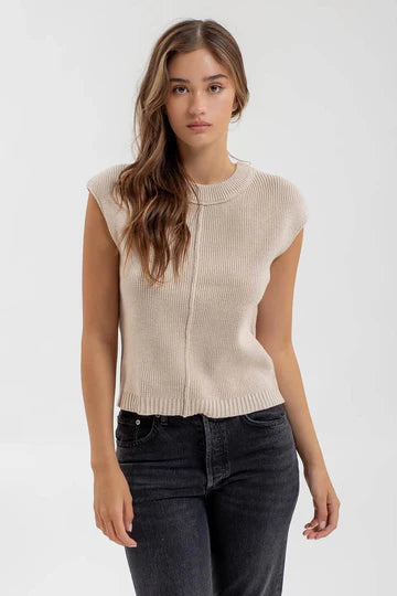 SLEEVELESS CREWNECK SWEATER KNIT TOP