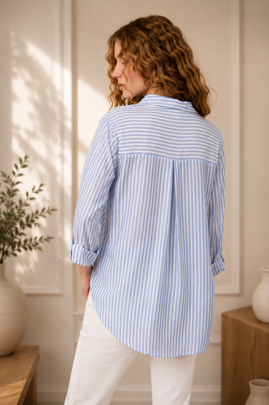 THE STRIPE COLLARED BUTTON DOWN | BLUE