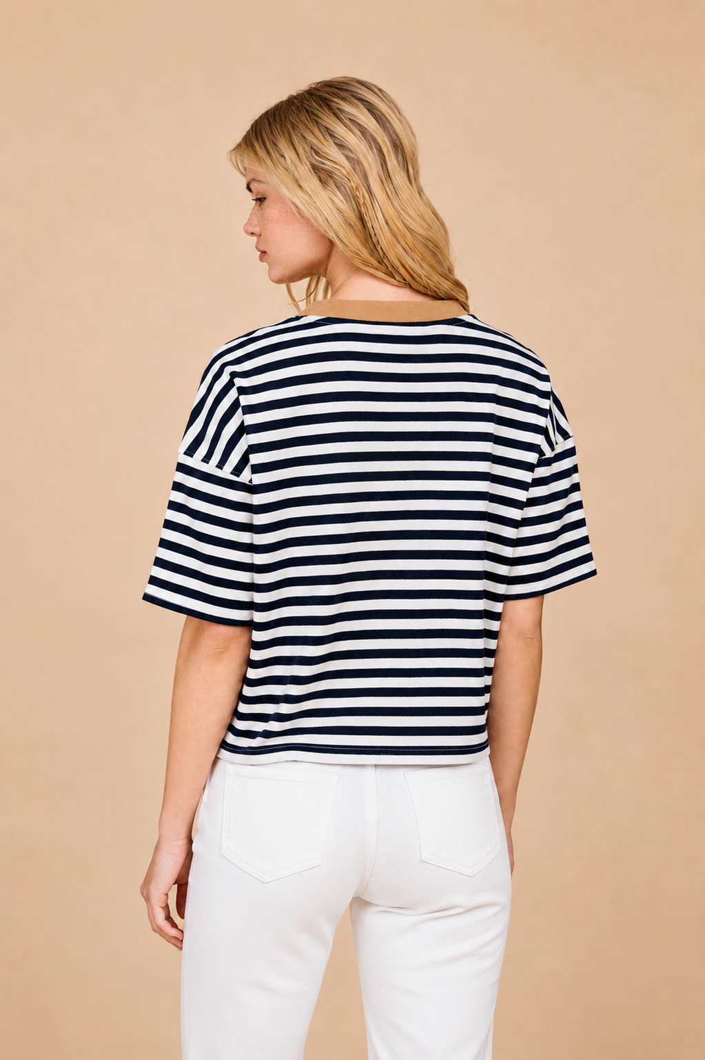 STRIPE COLORBLOCK KNIT TOP