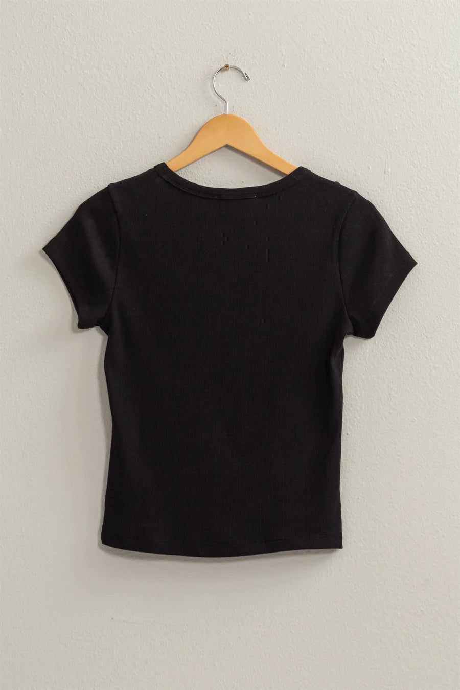 COTTON RIBBED SHORT SLEEVE TOP