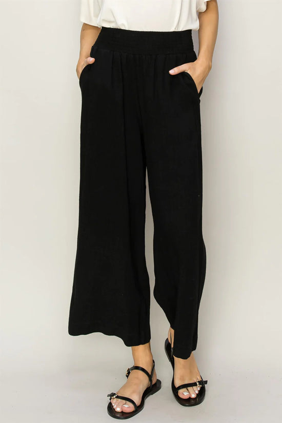 LINEN HIGH WAIST WIDE LEG TROUSERS