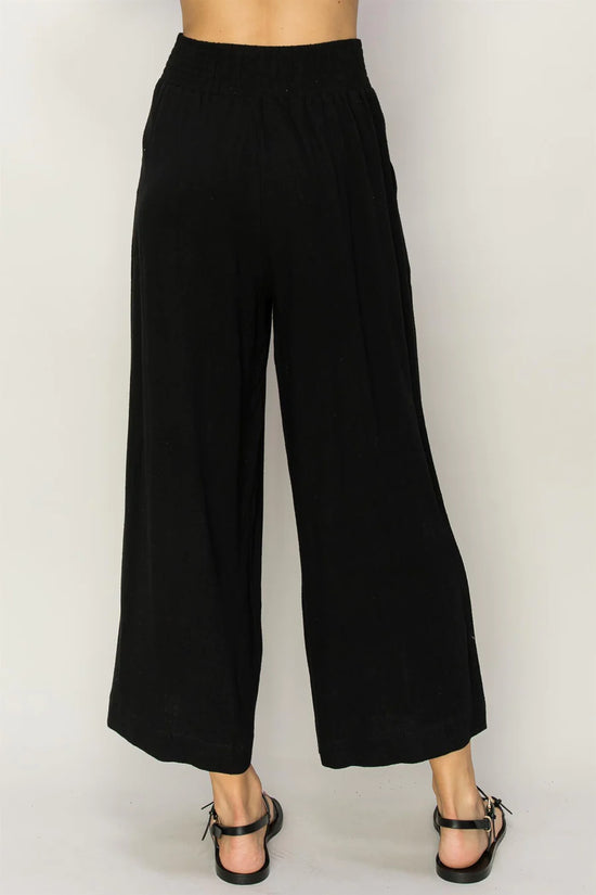 LINEN HIGH WAIST WIDE LEG TROUSERS