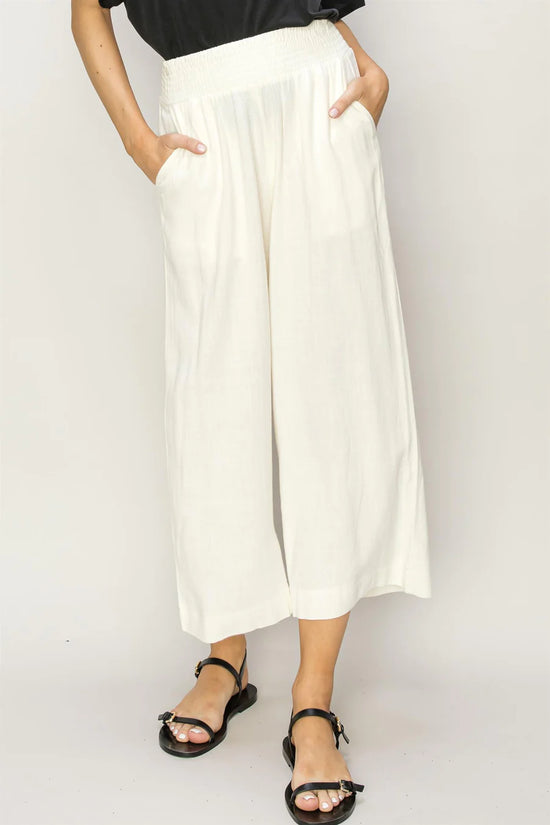 LINEN HIGH WAIST WIDE LEG TROUSERS