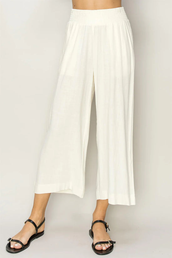 LINEN HIGH WAIST WIDE LEG TROUSERS