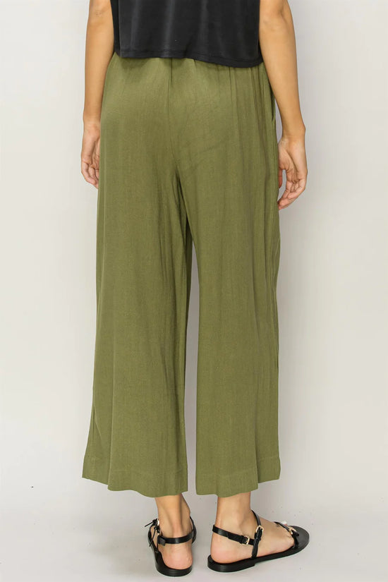 LINEN HIGH WAIST WIDE LEG TROUSERS