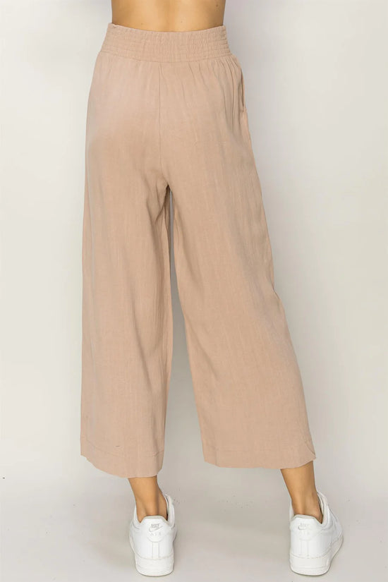 LINEN HIGH WAIST WIDE LEG TROUSERS