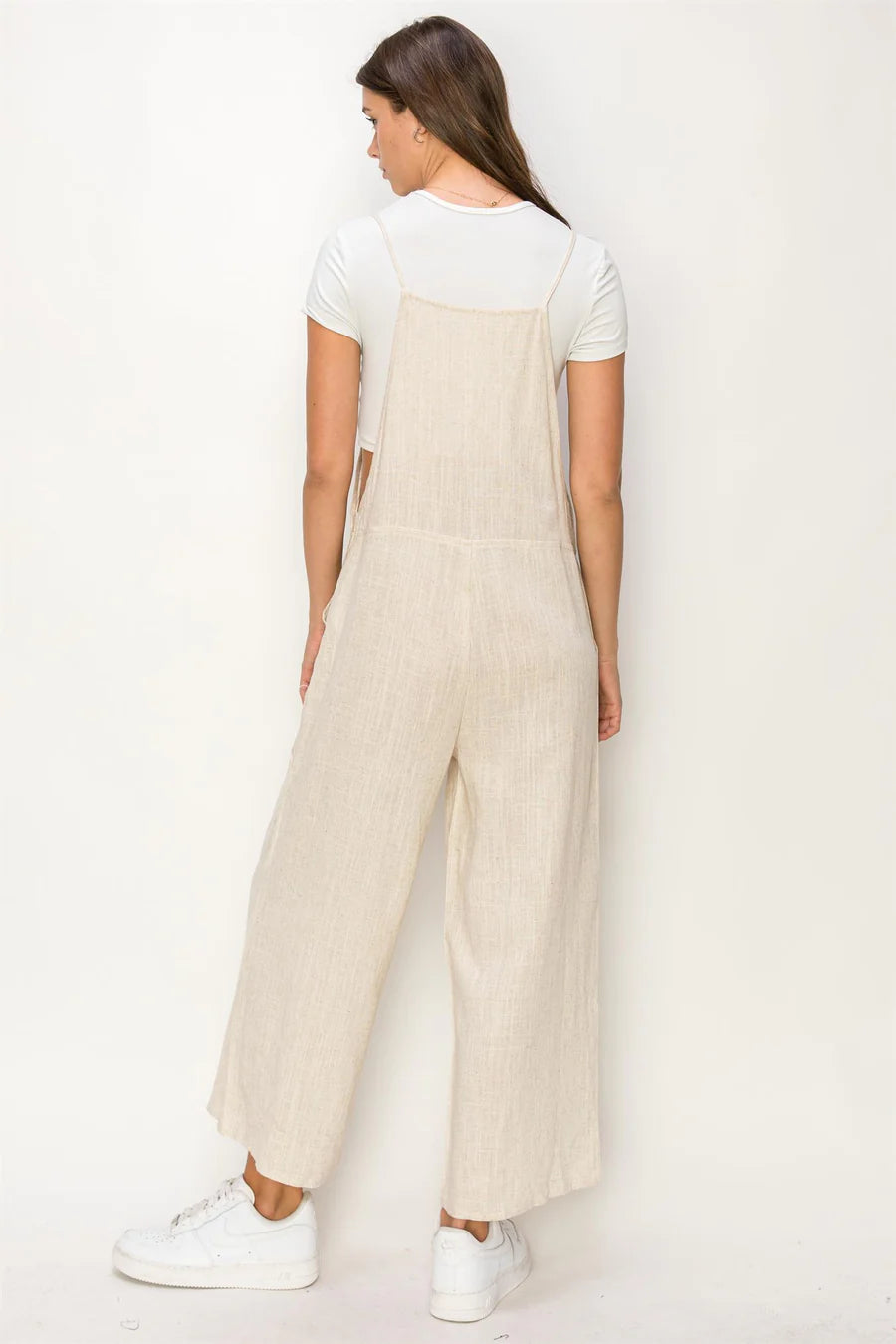 LINEN TIE SHOULDER JUMPSUIT
