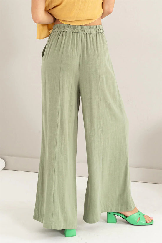 LINEN BLEND WIDE LEG PANTS