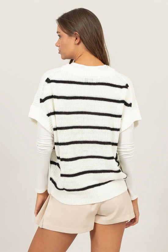 SHORT SLEEVE STRIPED SWEATER VEST