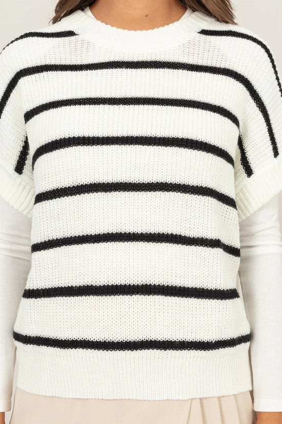 SHORT SLEEVE STRIPED SWEATER VEST