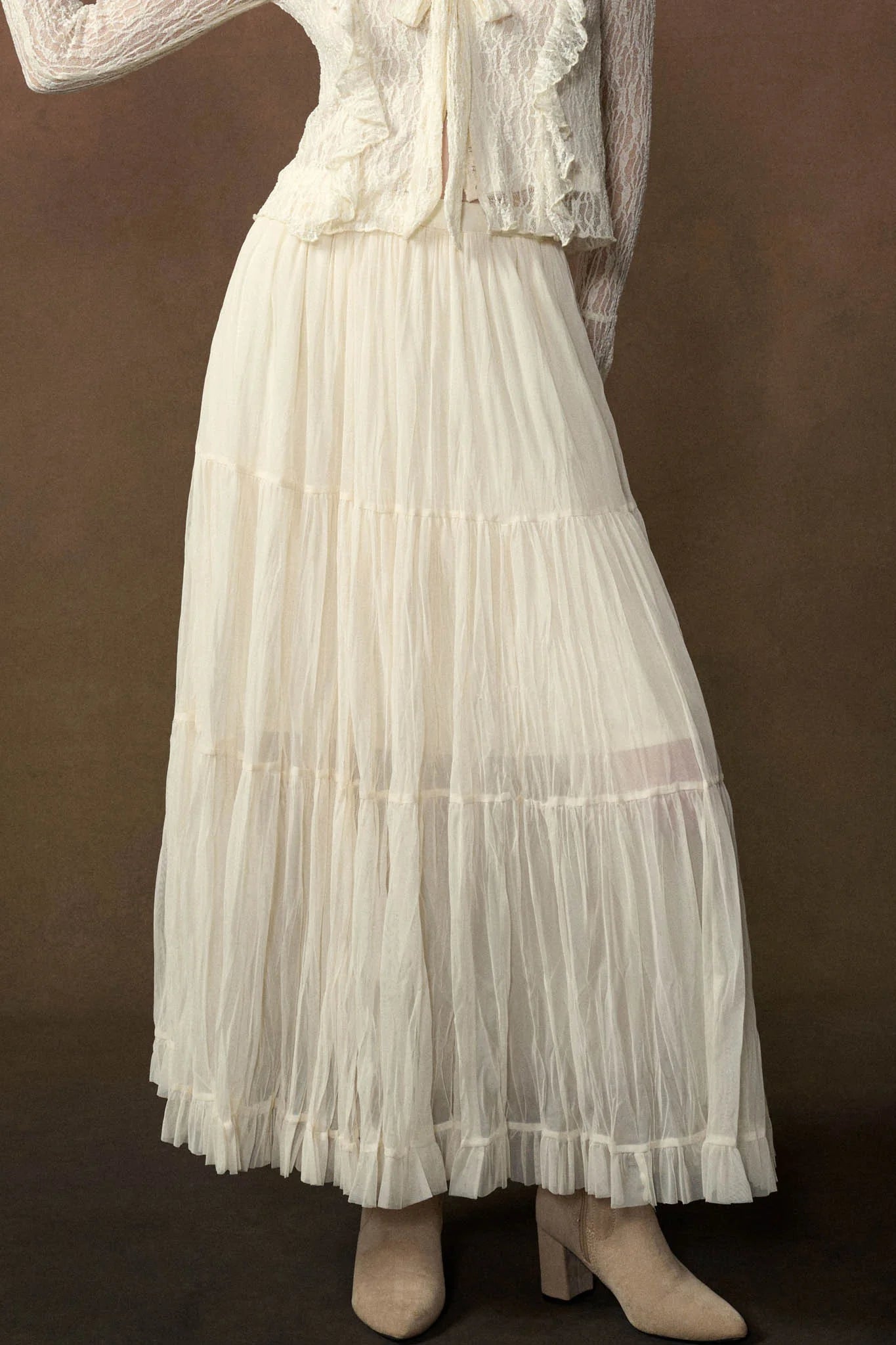 KAVI TIERED RUFFLE MAXI SKIRT