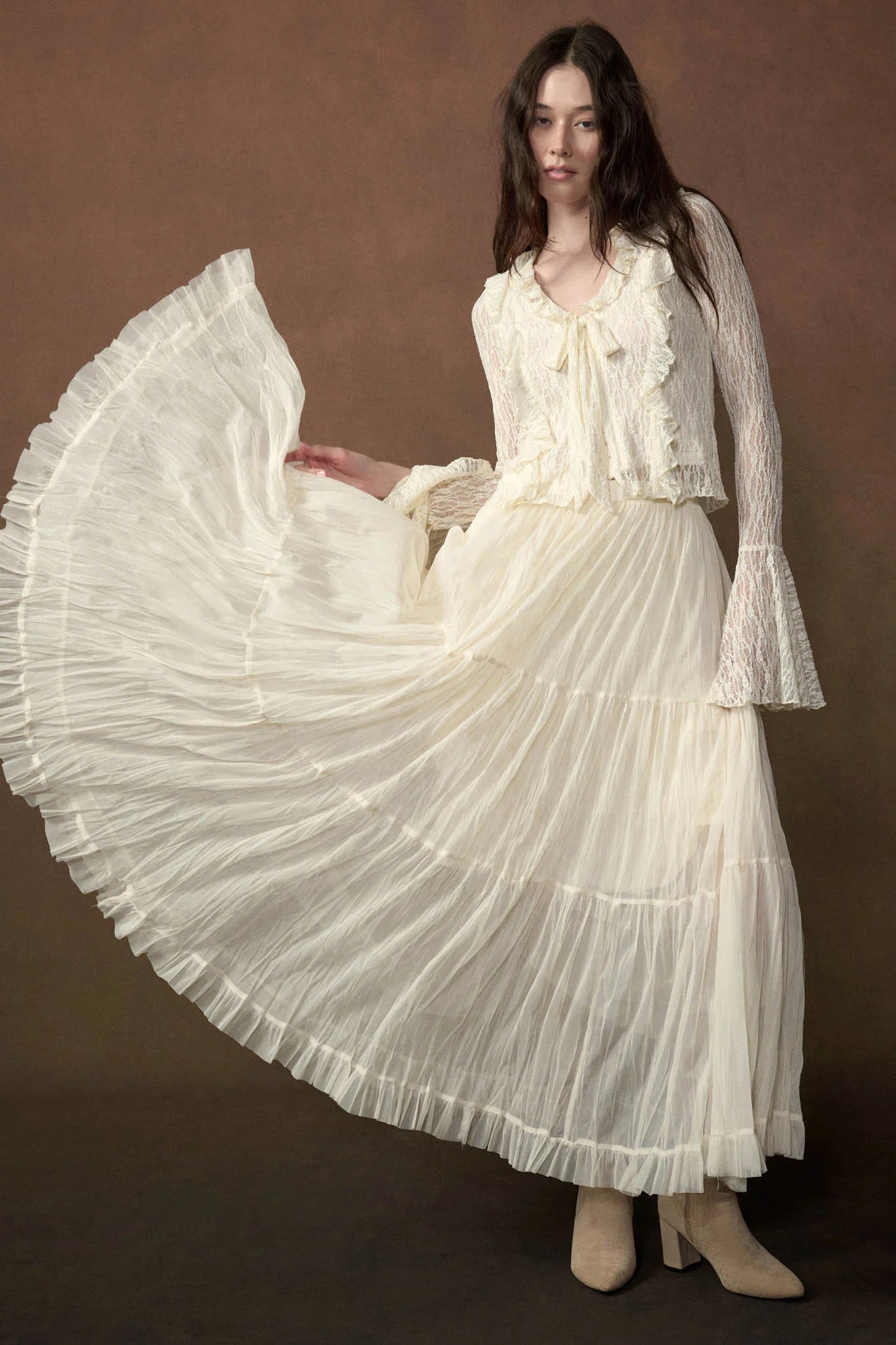 KAVI TIERED RUFFLE MAXI SKIRT