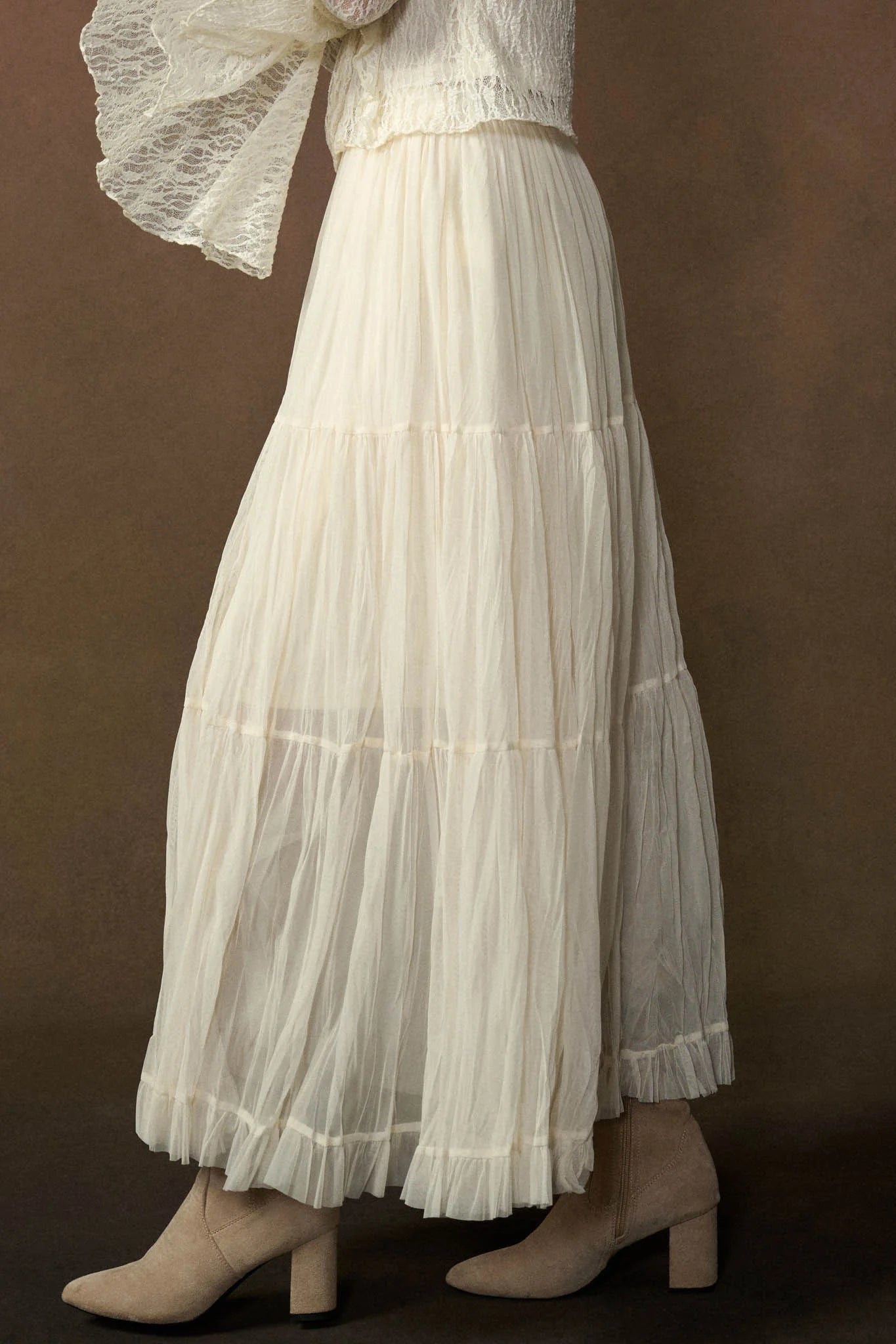 KAVI TIERED RUFFLE MAXI SKIRT